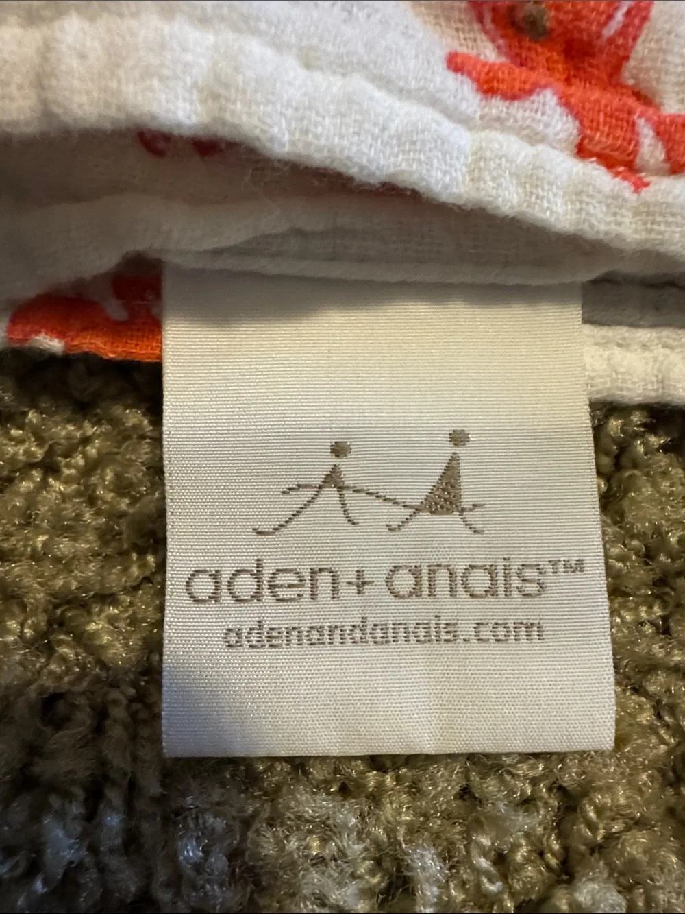 aden + anais White Muslin Diaper Covers with Orange Fish and Pink Stripes